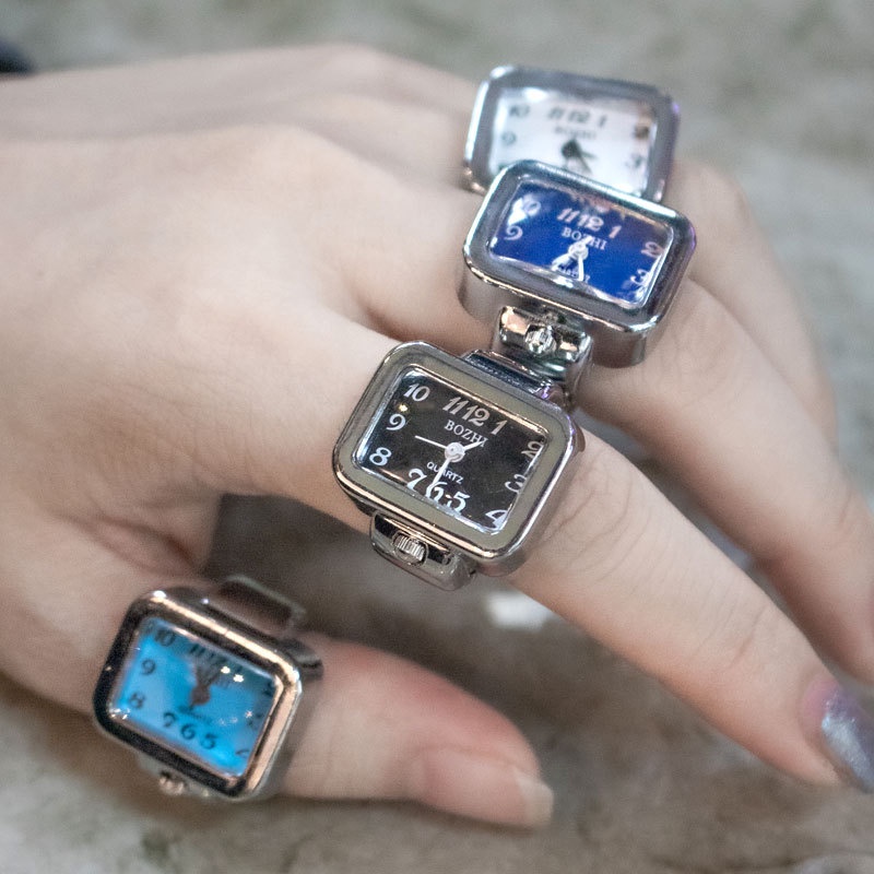Nhẫn Đồng Hồ Đeo Tay Dây Hợp Kim Mini Co Giãn Phong Cách Hip Hop Thời Trang Cho Cặp Đôi