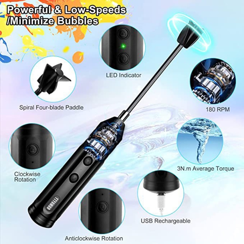 [3C] Máy trộn nhựa Epoxy Máy trộn Epoxy điện cầm tay để giảm thiểu bong bóng DIY
