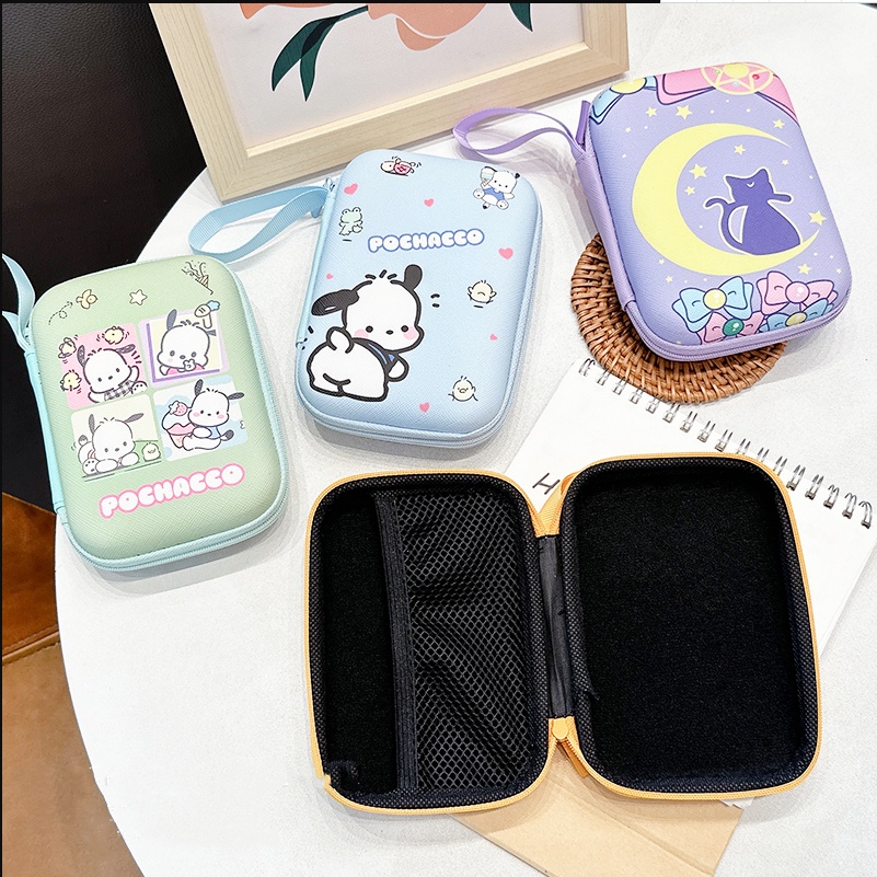 Túi Đựng Dây Cáp Sạc Tai Nghe USB Họa Tiết Kuromi Losto Dễ Thương Tiện Dụng Mang Theo Du Lịch