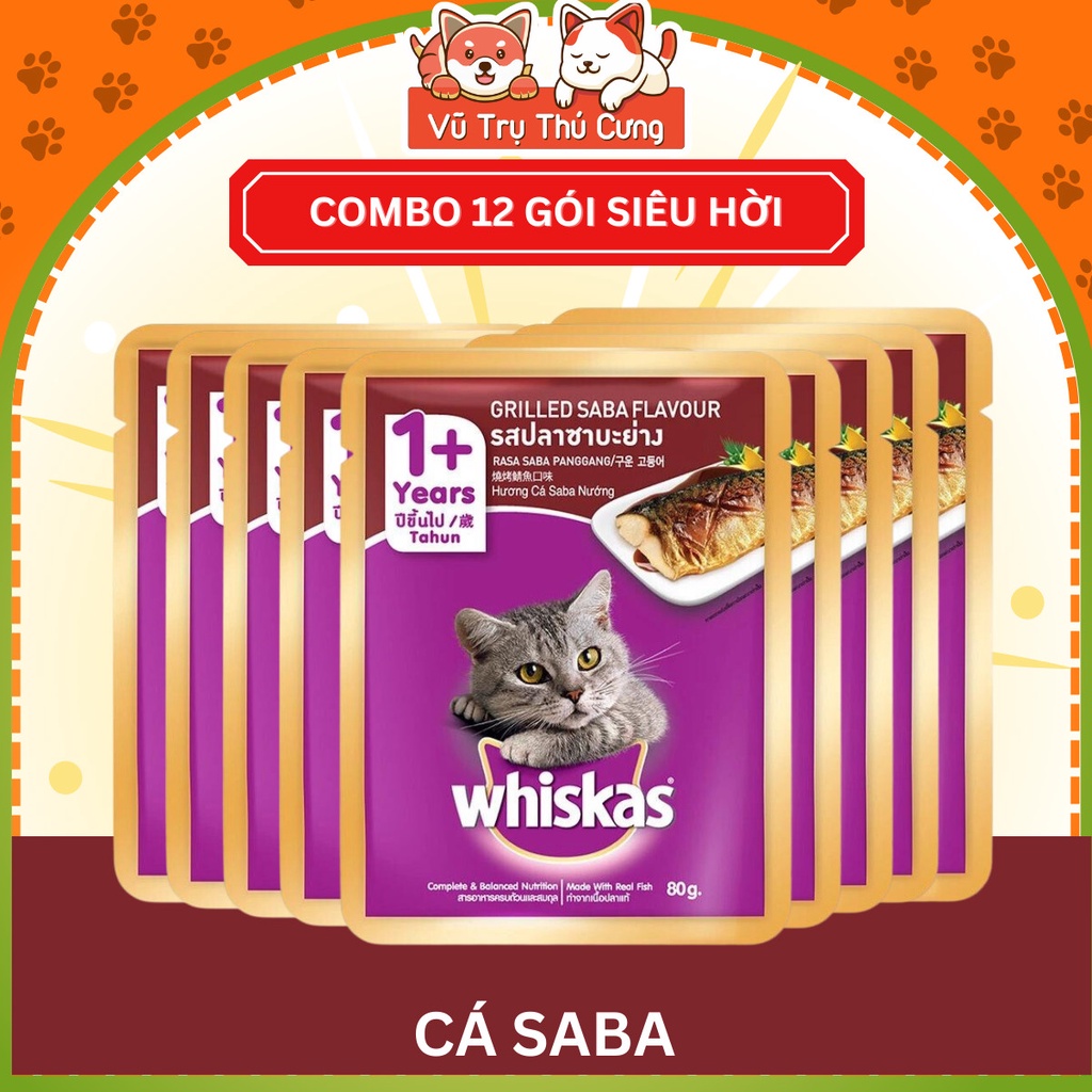 Combo 12 gói pate Whiskas cho Mèo con và Mèo trưởng thành