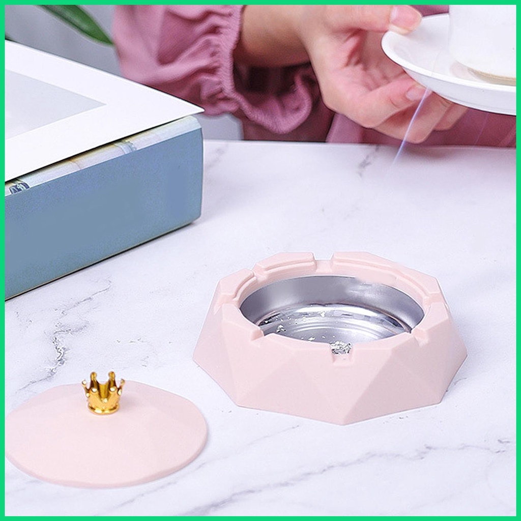 Gạt Tàn Thuốc Lá Có Nắp Bằng Thép Không Gỉ Chống Gió Kèm Giá Đỡ Tro Trong Nhà / Ngoài Trời