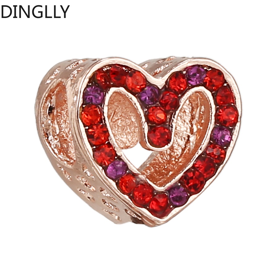 Vòng Tay Hạt Charm Hình Trái Tim / Ngôi Sao / Dấu Chân Màu Vàng Hồng Đính Đá Màu Sắc Thời Trang