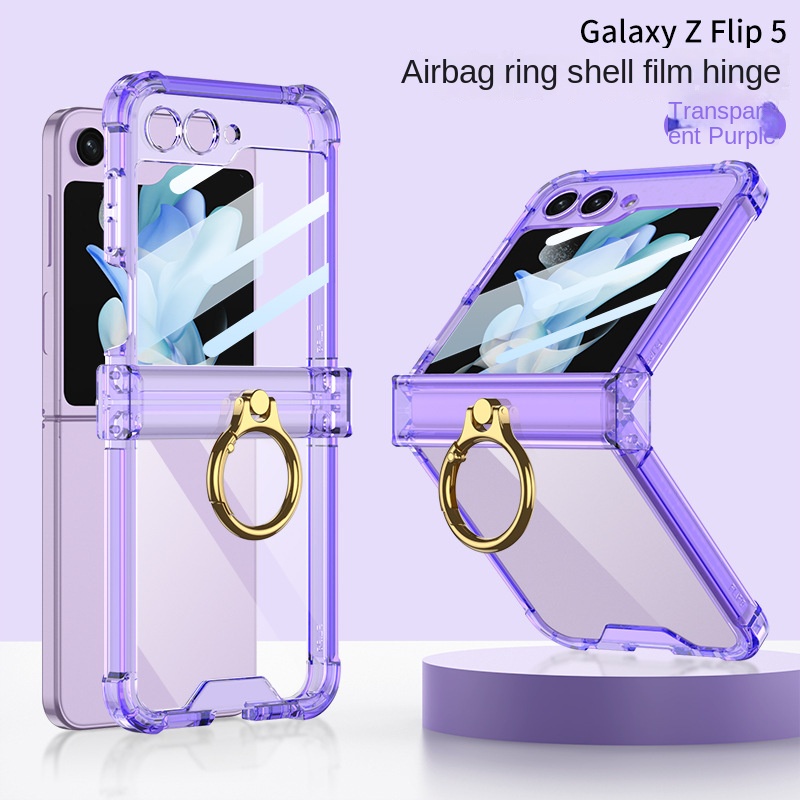 Ốp điện thoại vòng trục quay mạ điện cho Samsung Galaxy Z Flip 5 4 6 5G Flip5 Flip4 Flip6 5G Vỏ trong suốt chống sốc