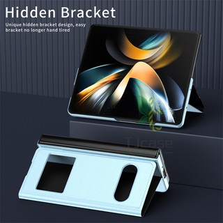 Ốp Điện Thoại Da Nắp Gập Từ Tính Có Đế Cho Samsung Z Fold 5 Z Fold 4 Z Fold 3