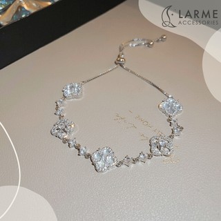 Lắc tay cỏ 4 lá vòng tay nữ màu bạc sang trọng freesize phong cách trẻ trung làm quà tặng Larme accessories -VT0167