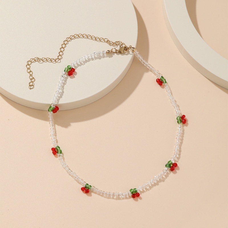 Dây chuyền thời trang Hàn Quốc K-pop hoa anh đào với chocker hạt trong suốt, phù hợp dự tiệc