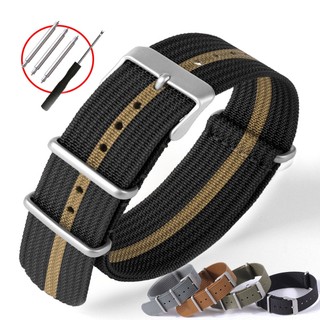 20mm 22mm Nylon Bện Dây Đeo Đồng Hồ Dây Đeo Cho Quân Sự Vải Gân Nam Nữ Vòng Tay Thể Thao Cho Samsung Galaxy Watch 6 5 4 3 40mm