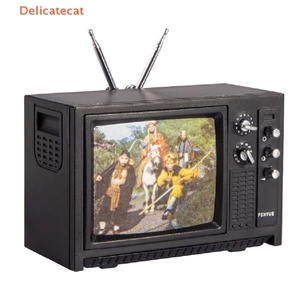 NRL 1Pc 1: 12 Nhà Búp Bê Thu Nhỏ Truyền Hình Vintage TV W / Hình Trang Trí Nội Thất