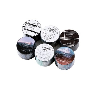 Jianwu 25mm * 200cm Phim Nghệ Thuật Series Vintage Đơn Giản Mực Trắng Chống Thấm Nước PET Băng Sáng Tạo DIY Tạp Chí Cắt Dán Trang Trí Văn Phòng Phẩm