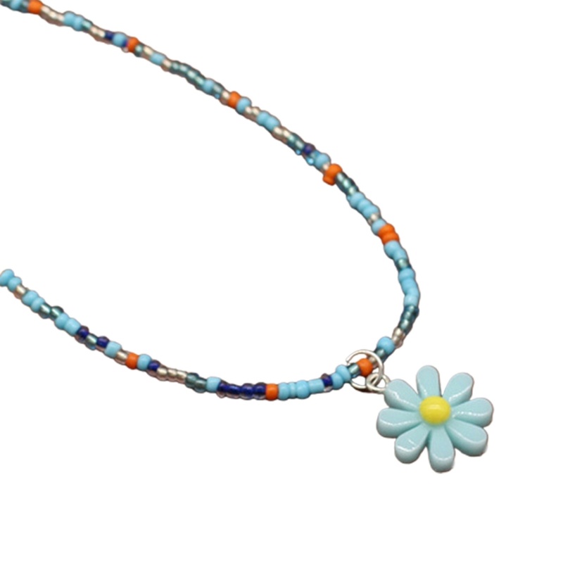 Vòng cổ đính cườm mịn Bohemian Vòng cổ hạt gạo mùa hè Vòng cổ hoa Hawaii Vòng cổ bãi biển
