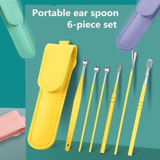 Set 6 Dụng Cụ Lấy Ráy Tai 6 Món Bằng Thép Không Gỉ Tiện Lợi