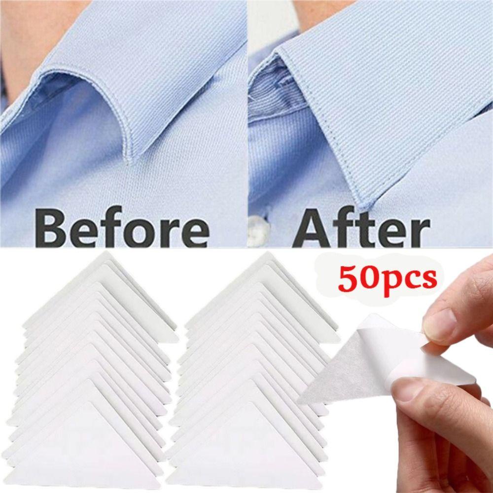 TOPTOOLCX 50 Chiếc Đứng Cổ Shaper, Chống Lăn Tự Dính Cổ Miếng Lót Cố Định, Thiết Thực Vô Hình PVC Áo Sơ Mi Cổ Hỗ Trợ Nam Nữ