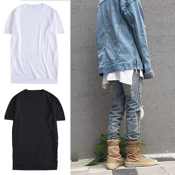 Mới Về Nam Hip Hop Mở Rộng Áo Thun Dài Tay Ngắn Mùa Hè Màu Trơn Áo Thun Dạo Phố Áo Tee Cổ Tròn Nam Áo Thun Quần Áo Nam Cao Cấp Vải Áo Thun