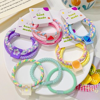 MEOWU Set 2-3 Thun Cột Tóc Màu Hồng Màu Tím Phong Cách Hàn Quốc Cho Nữ