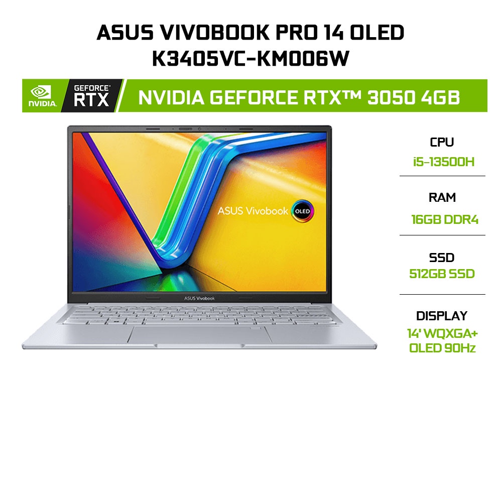 Laptop ASUS VivoBook Pro 14 OLED K3405VC-KM006W (i5-13500H|16GB|512GB|RTX™ 3050 4GB|14)