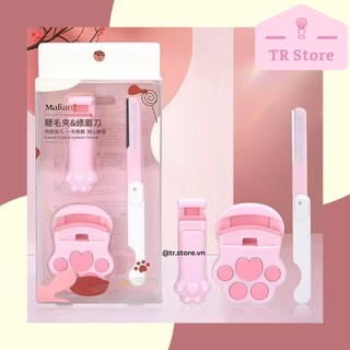Bộ 3 dụng cụ trang điểm mắt Mailian hồng họa tiết tay mèo