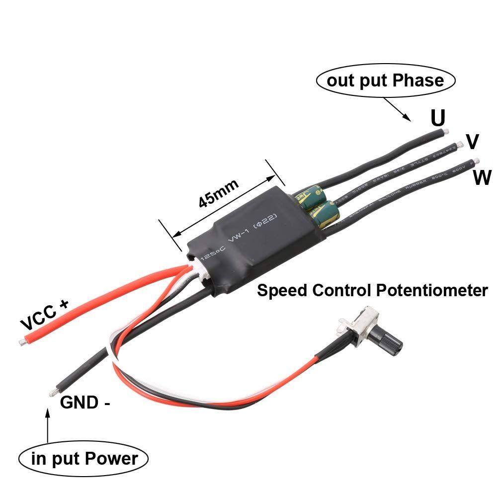 Trình điều khiển động cơ không chổi than MONOSTYLE, DC 7-24V 200W BLDC Hallless DC Motor Drive Board, Bộ điều khiển BLDC 3 pha tốc độ cao ESC Power Tool