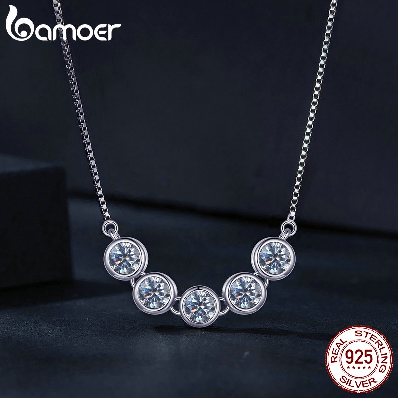 Vòng cổ BAMOER bạc 925 vvs1 d màu 0.3 carat đá moissanite chính hãng MSN022