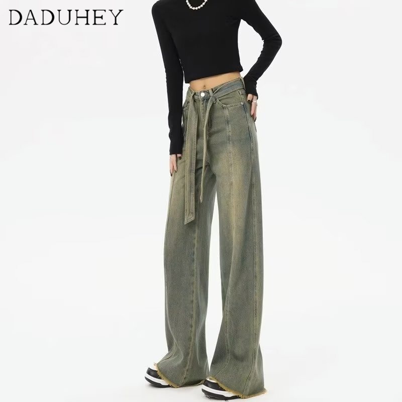 Ảnh DaDuHey New American Ins High Street Retro Jeans Niche Loose High Waist Wide Leg Pants Large Size Trousers 4