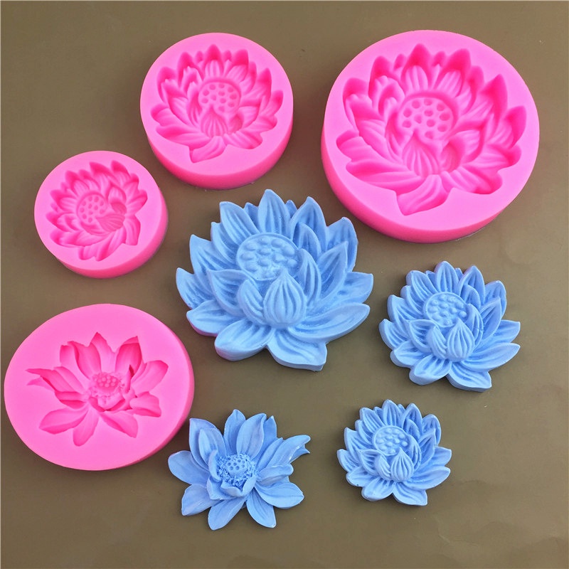 Khuôn Làm Bánh / Xà Phòng / Nến Hình Hoa Sen 3D Bằng Silicone DIY