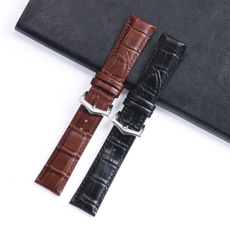 Dây Đeo Đồng Hồ Bằng Da Bò Thật 14-22mm Chống Nước In Họa Tiết Cây Tre Thông Dụng Cho Nam Và Nữ