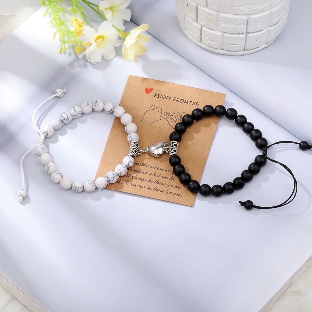 Vòng Tay Chuỗi Hạt Đá Mã Não Có Từ Tính Thời Trang Cho Cặp Đôi