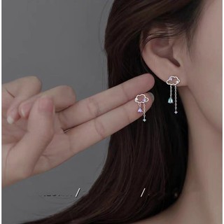 Bông Tai Mạ Bạc 925 Hình Đám Mây Đơn Giản Phong Cách Retro