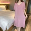 Phụ Nữ Cổ Chữ V Pinch Modal Cotton Đầm Plus Kích Thước Rời Trơn Đầm Thoải Mái Loungewear Tay Ngắn Cổ Tròn Đầm 2023 Mới Thời Trang Mùa Hè Thời Trang Nữ Midi Váy