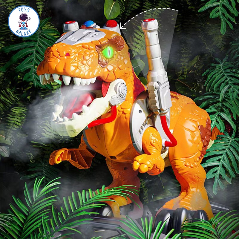 Xe Chòi Chân Khủng Long Bạo Chúa Tyrannosaurus Cho Bé Lớn Có Đèn, Nhạc phun khkh