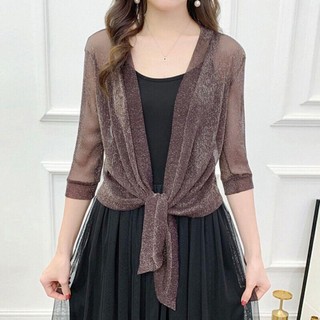 Áo Cardigan nữ, Áo sơ mi điều hòa không khí bằng vải tuyn Polyester, Khăn choàng lưới một kích thước chất lượng cao dành cho nữ