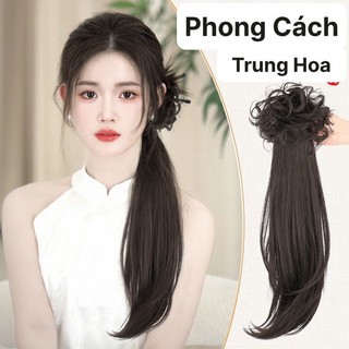 Tóc Giả Đuôi Ngựa Thẳng Kèm Búi Xoăn Phong Cách Trung Hoa HaminStore