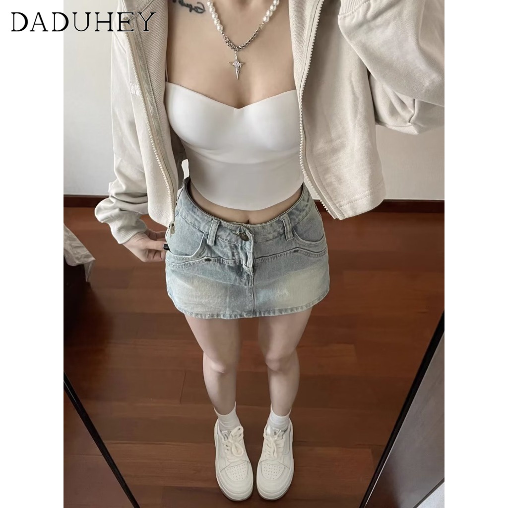 Ảnh Chân váy chữ A DADUHEY denim lưng cao phong cách Mỹ đường phố cao cấp size lớn 4
