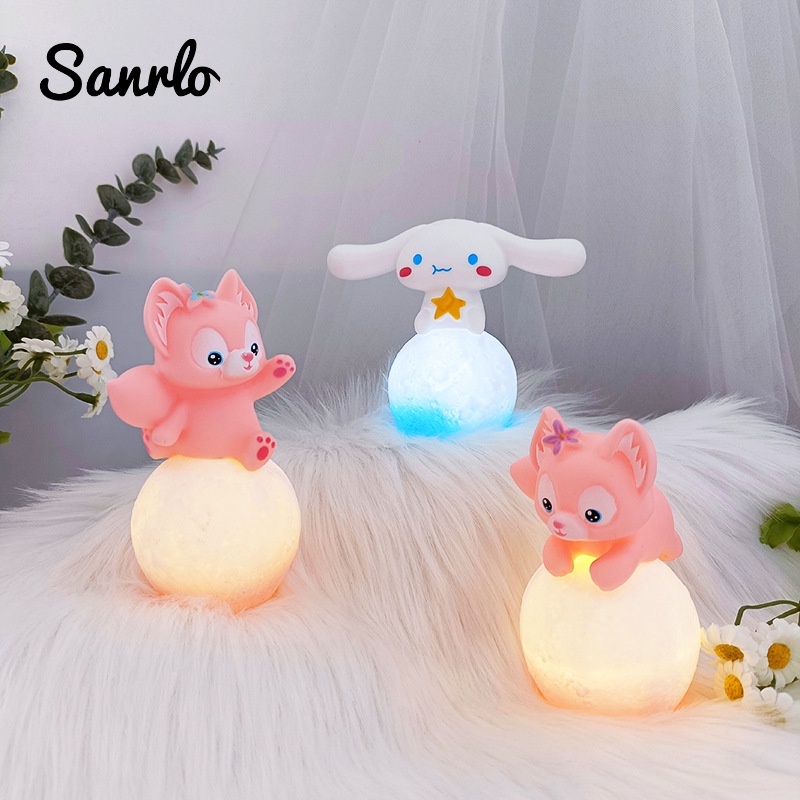 Kawaii 3D Mặt Trăng Đèn Ngủ Cinnamoroll Kuromi Giai Điệu Hình Hoạt Hình Đèn LED Dễ Thương Vẻ Đẹp Phòng Ngủ Trang Trí Đầu Giường