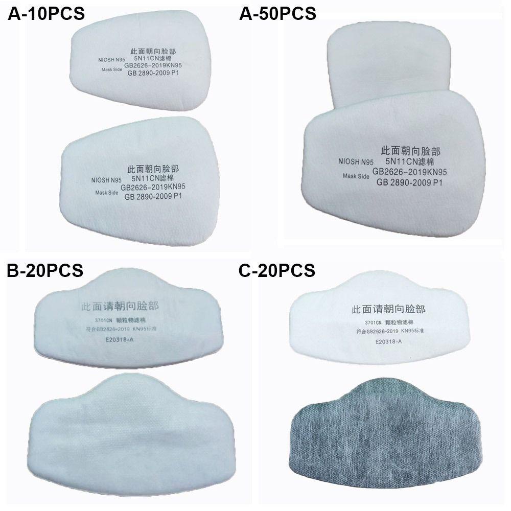 SLICELLIFE 10 / 20 / 50 CÁI Bộ lọc chống bụi Cotton, Phụ kiện phòng độc màu trắng Miếng đệm chống bụi, Đồ dùng công nghiệp chống mùi Miếng đệm bông bụi bông cho 5N11CN 3701CN
