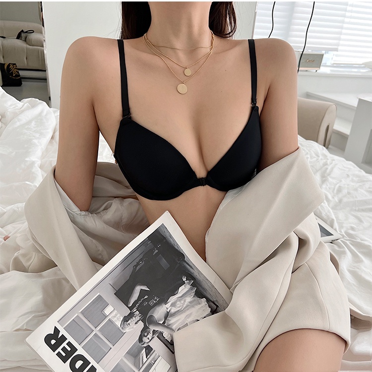 Áo Ngực Không Đường May Mềm Mại Có Gọng Thép Cài Khóa Trước Chống Chảy Xệ Size 32-38AB Dành Cho Nữ