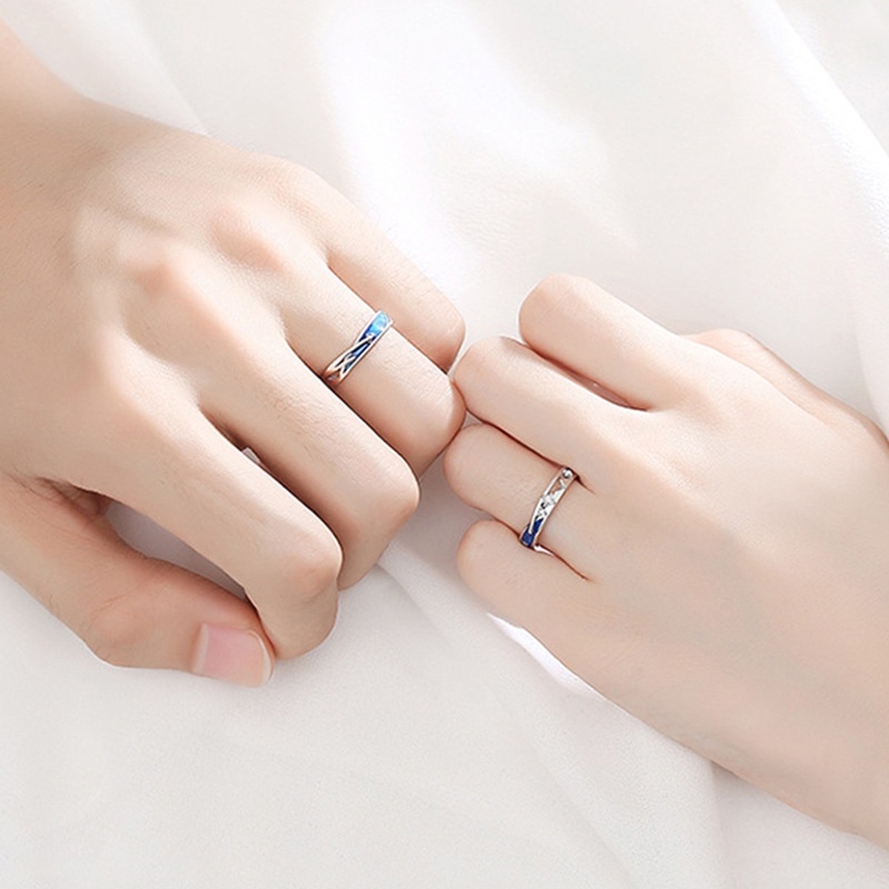 Nhẫn Mạ Bạc 925 Họa Tiết Bầu Trời Sao Đơn Giản Thời Trang Có Thể Điều Chỉnh Cho Cặp Đôi