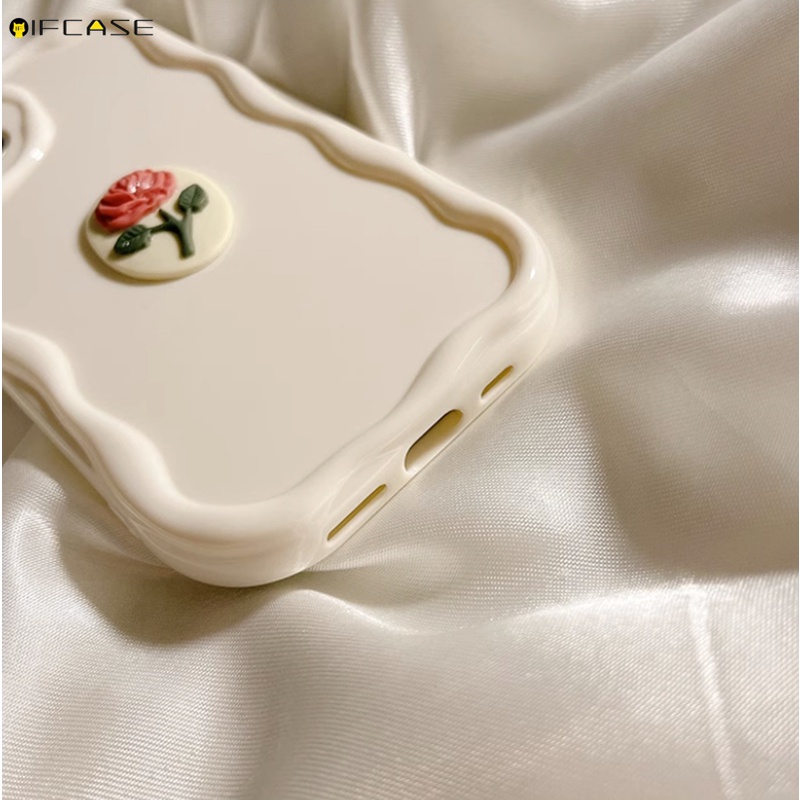 OFF WHITE Ốp Điện Thoại Silicon Mềm Hình Hoa Hồng 3D Cho OPPO Reno 9 8 7 5 4 Pro Plus 8Z 8T 6 4Z 3 5G 7Z 7 Lite SE R17 R15 F11 Vỏ Bọc Bảo Vệ Máy Ảnh Chất Lượng Cao