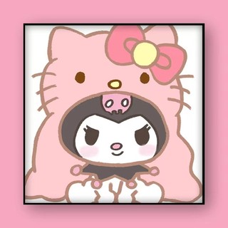 MOZI✨sanrio 40*40cm tranh tô màu theo số tranh tô màu số hoá tranh tô màu theo số theo yêu cầu tranh số hoá mini Tranh tô màu theo số sơn dầu tô màu theo sốTranh Sơn Dầu Vẽ Tay Họa Tiết Hoạt Hình Kuromi Jiugongge diy