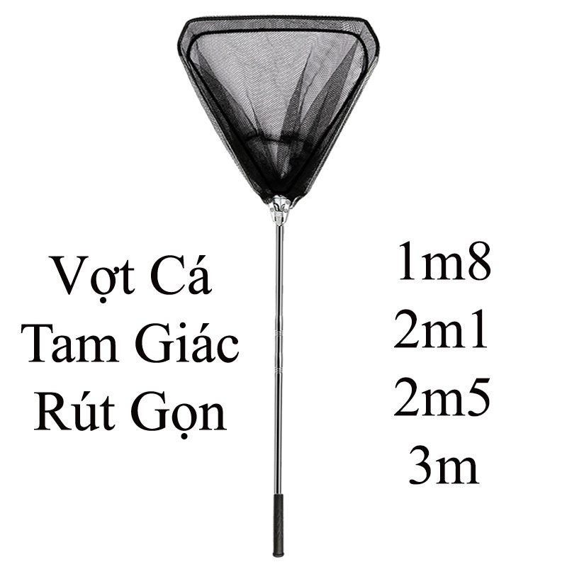 Bộ Vợt Cá Tam Giác Rút Gọn, Cán INOX, Tay Cầm Bằng Cao Su Giá Rẻ Nhất ...
