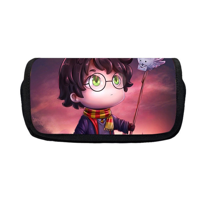 HK1 Harry James Potter Hộp Đựng Bút Sinh Viên Hộp Đựng Văn Phòng Phẩm Túi Dây Kéo Dung Tích Lớn Hoạt Hình Đáng Yêu Hai Lớp
