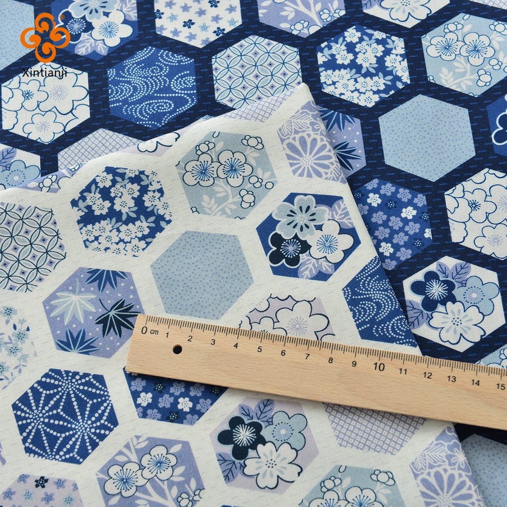 In Màu Xanh Nhuộm Vải Cotton Handmade Tự Làm Phong Cách Trung Hoa Nghệ Thuật Cotton Vải Nửa Mét TJ20456
