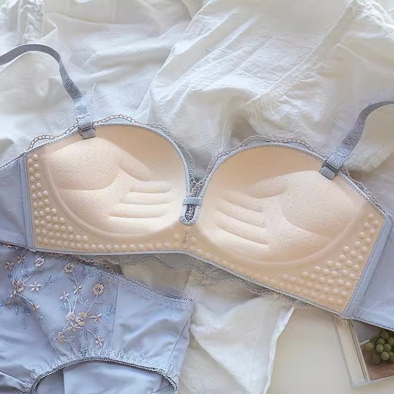 1 Bộ Áo Ngực Ren + Quần Lót Thêu Hoa Nâng Ngực Chống Chảy Xệ Thời Trang Quyến Rũ Cho Nữ