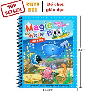 Combo 3 Sách Tô Màu Nước Ma Thuật Cho Bé (Tặng Bút) CUTE BEE-  Magic Water Book tái sử dụng nhiều lần