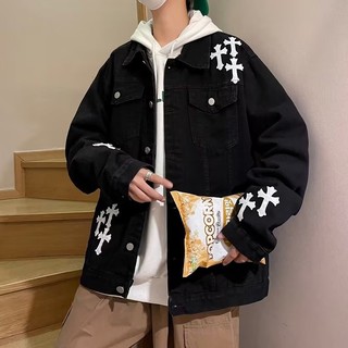 Áo khoác denim ESEA tay dài dáng rộng phong cách retro Harajuku thời trang Nhật Bản thường ngày cho nam và nữ
