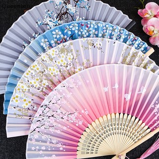 Queenten phong cách cổ điển quạt gấp lụa trung quốc nhật bản hoa văn nghệ thuật thủ công quà tặng trang trí nội thất đồ trang trí khiêu vũ quạt tay qt