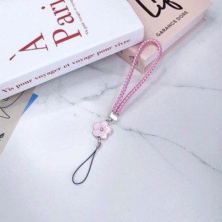 Lucky grass and sakura style multiple color anti-lost pu nylon weaving phone case strap for all phone keychains and documents