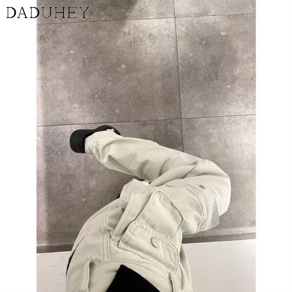 Ảnh DaDuHey New American Ins High Street Thin Casual Pants Niche High Waist Wide Leg Pants Large Size Trousers 2