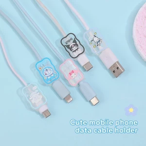 Phụ Kiện Kẹp Cố Định Dây Cáp Sạc USB / Cáp Dữ Liệu Chống Đứt Trong Suốt Hình Sóng Hoạt Hình Dễ Thương 3C