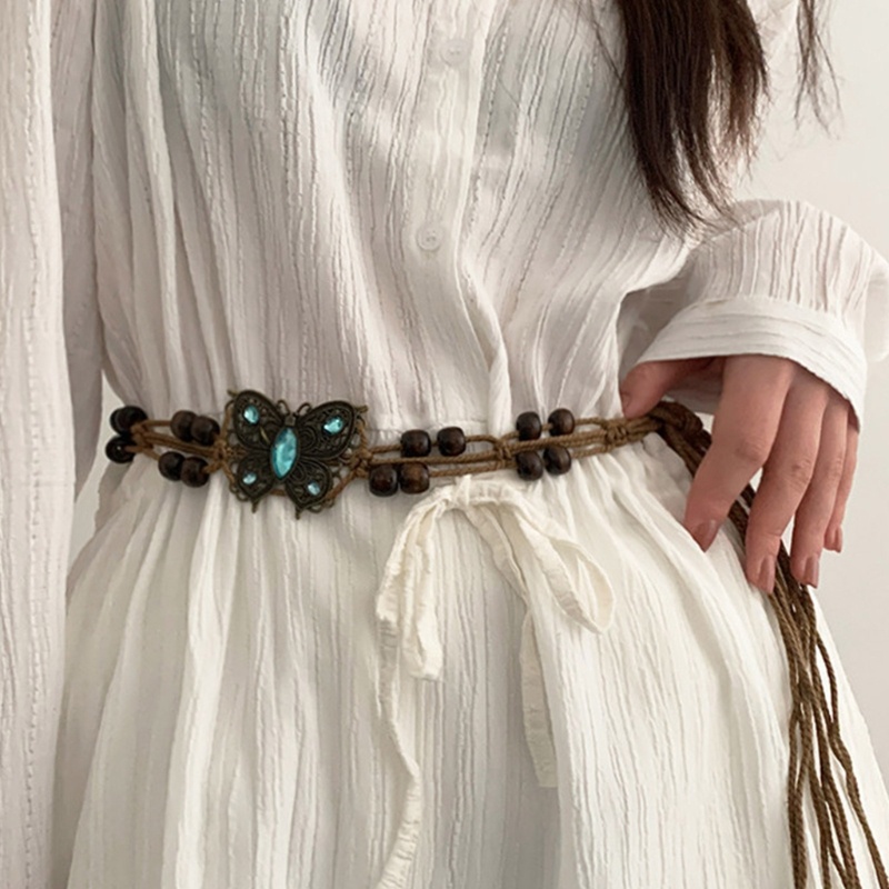 Dây Thắt Lưng Bện Sợi Xích Đính Hạt Và Tua Rua Phong Cách Bohemian Cho Nữ
