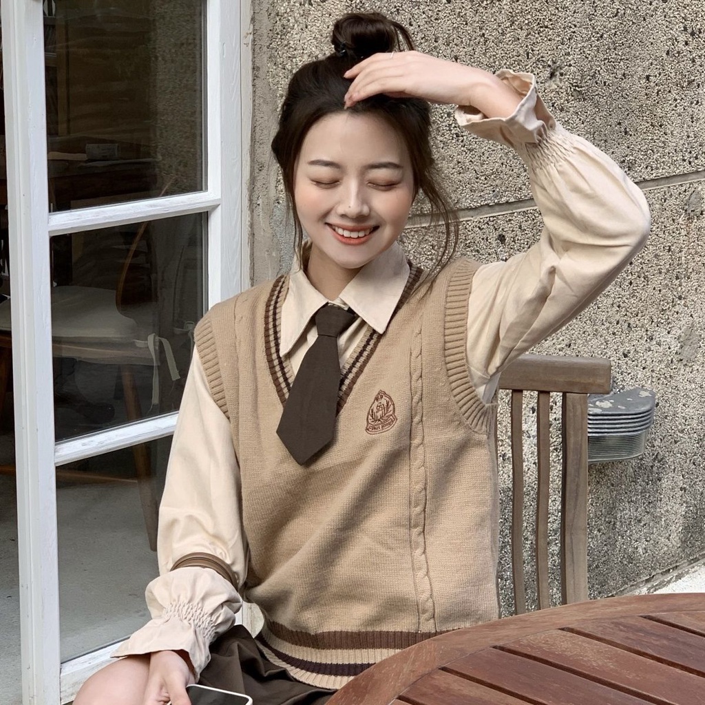 [YU]Set 3 Món Kèm Cà Vạt, Phong Cách Nữ Sinh Học Đường Trẻ Trung Dành Cho Bạn Gái